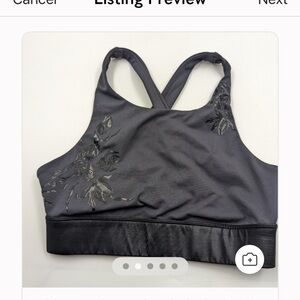 Fabletics Charcoal and Black Floral  Sports Bra